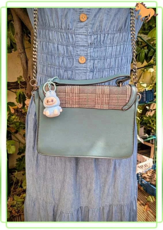 Schouder tas met tartan patroon en kunstleer in donkergroen – photo 6